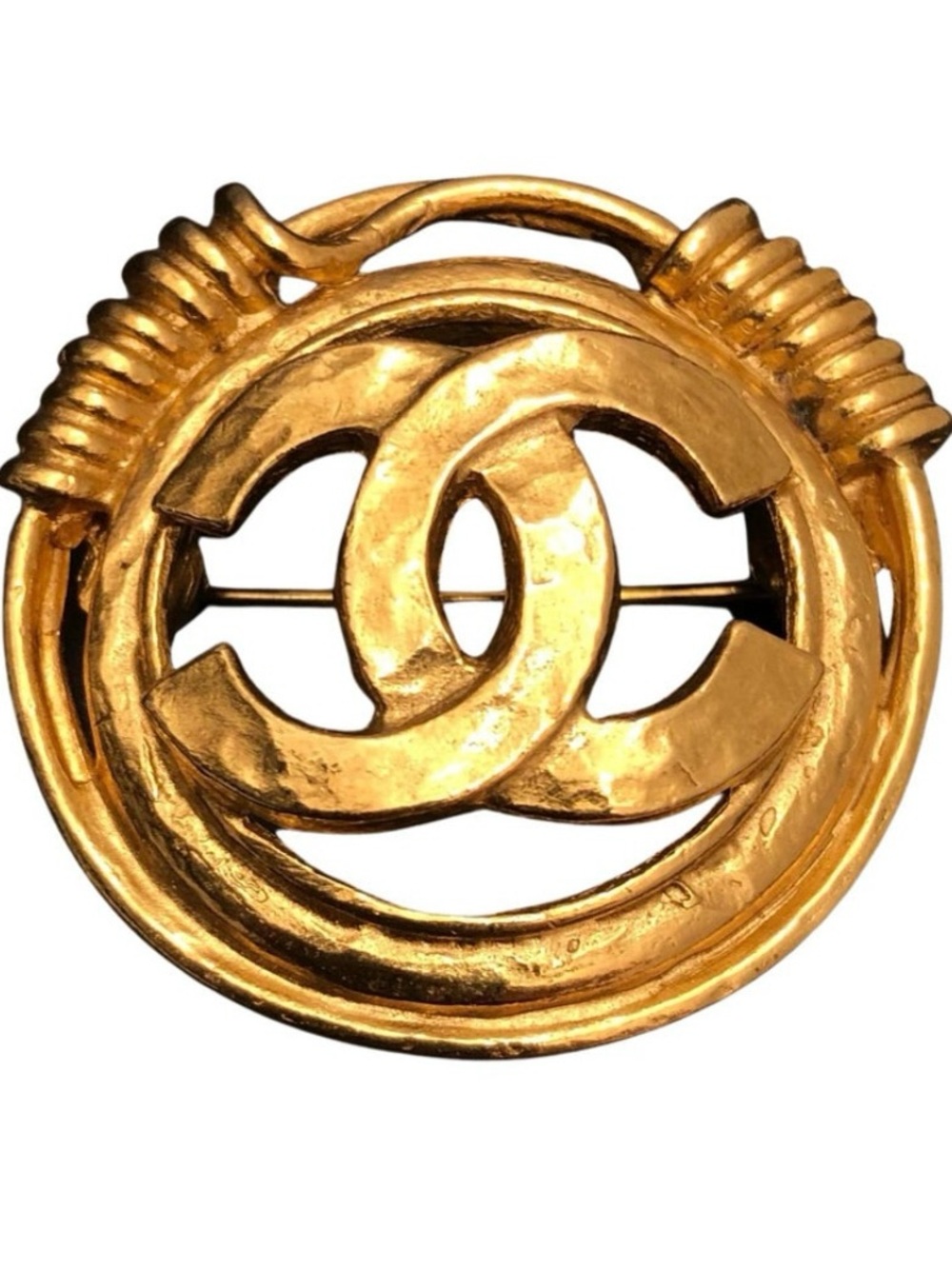Logo Wire Brooch Antique Gold-Tone In Color